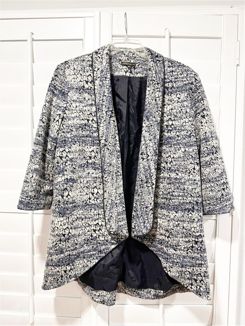 Alberto Makali New York Open Front Jacket Blazer Size XL 3/4 Sleeves Career